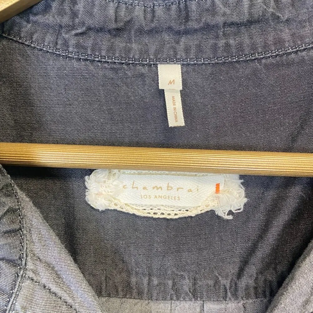 Chambrai Dark Button Down Top Gray Size M - Image 4