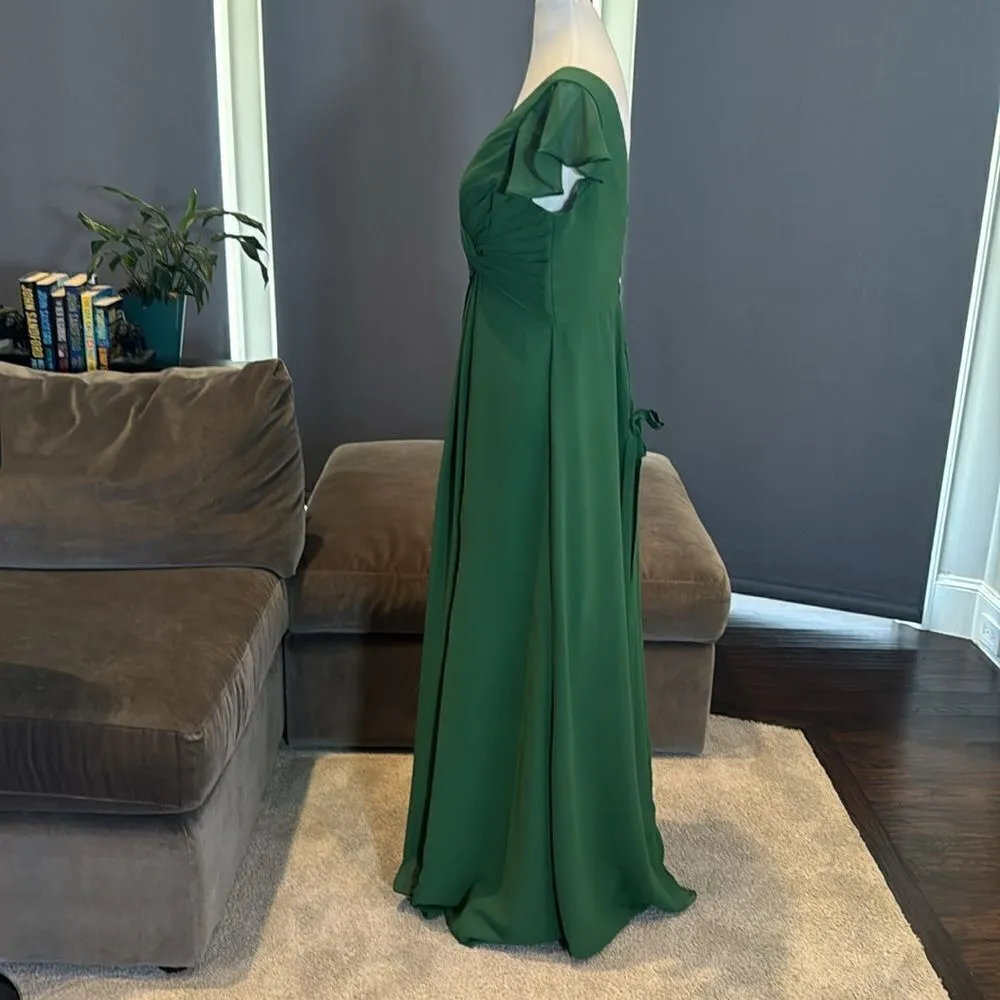 Women’s Green Full Length Chiffon V - Image 6