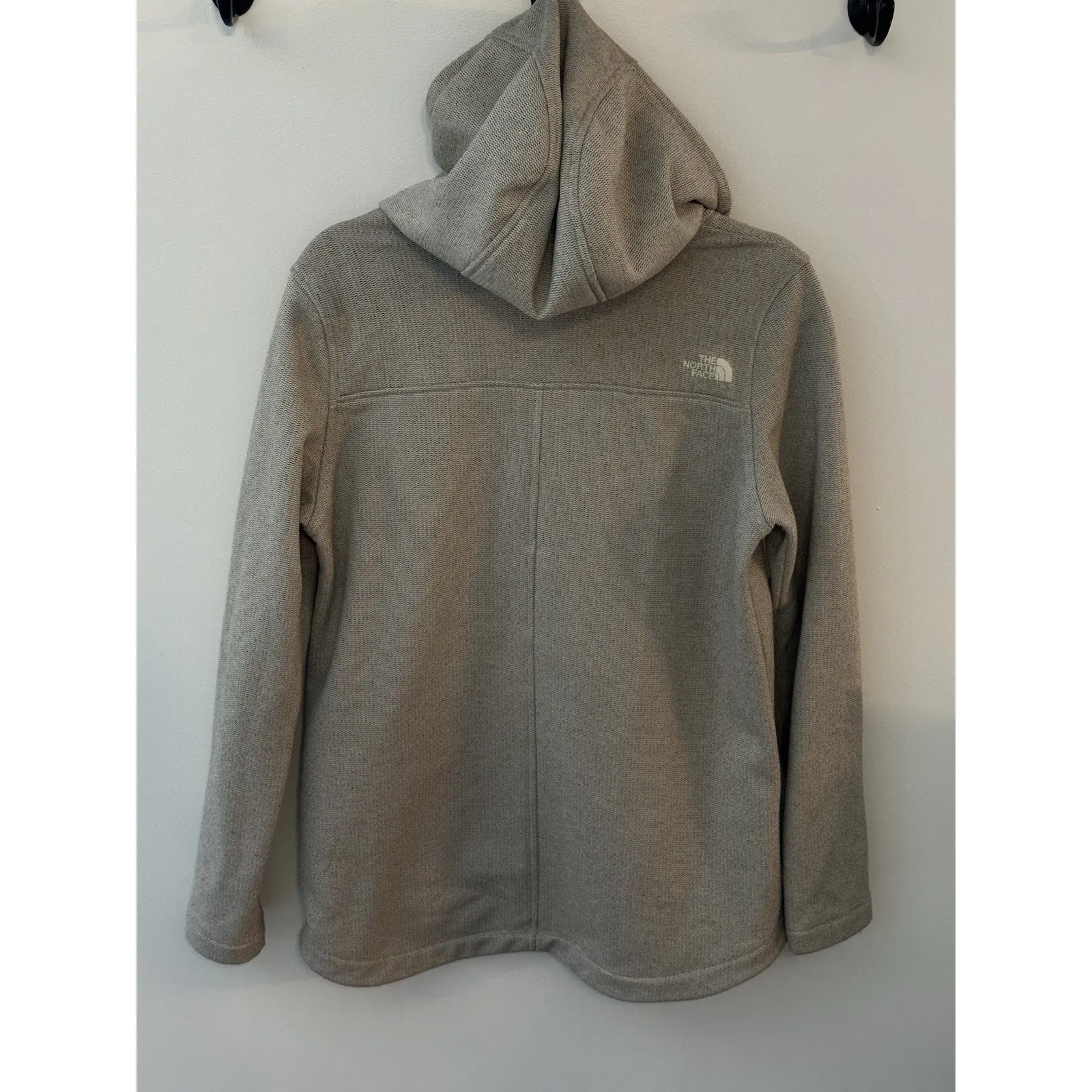 The North Face Knit Stitch Fleece Hoodie Women Medium Gray Active Outdoor Hike - Image 2