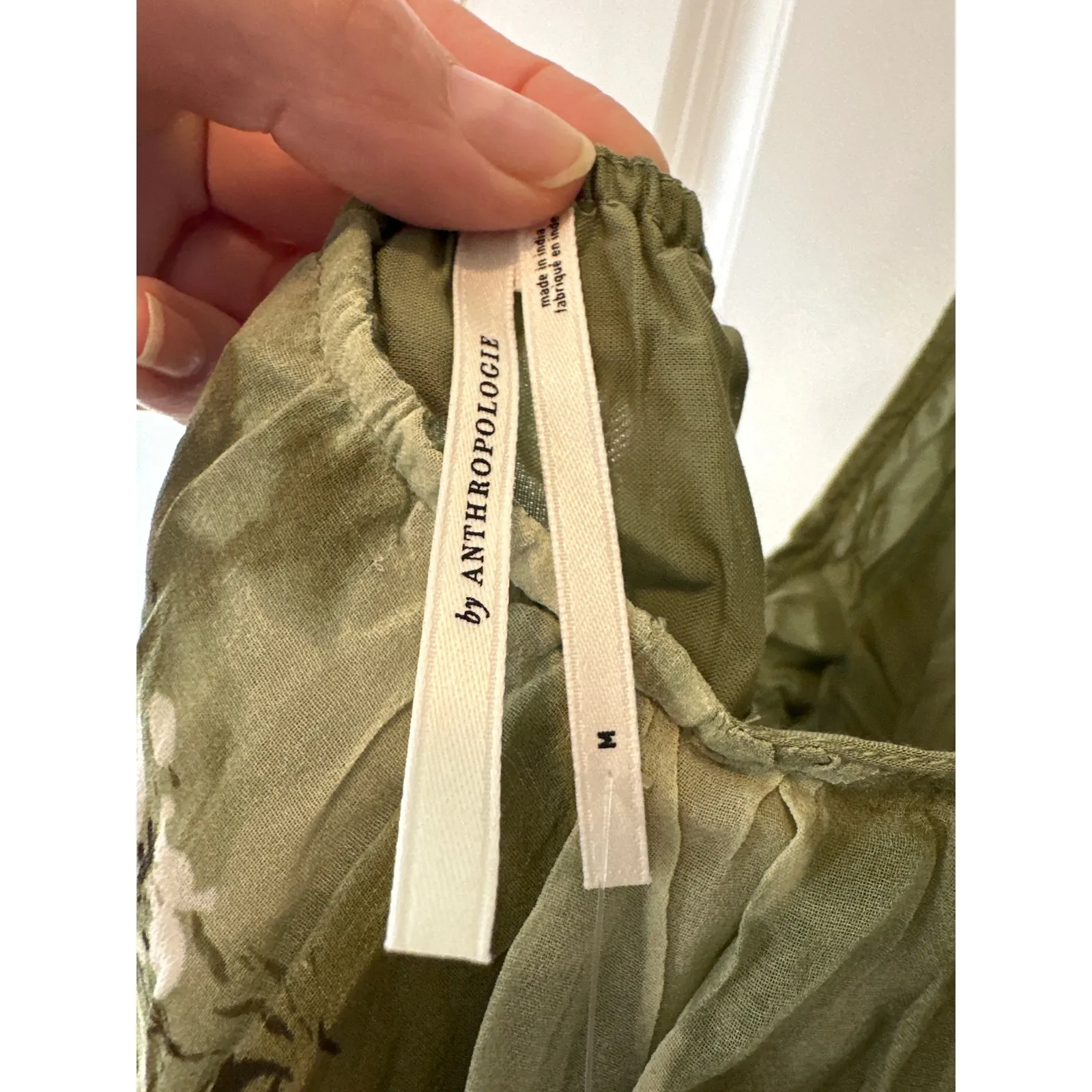 Anthropologie Green Motif Halter Tank Top NWT Size M Open Back Blouse - Image 5