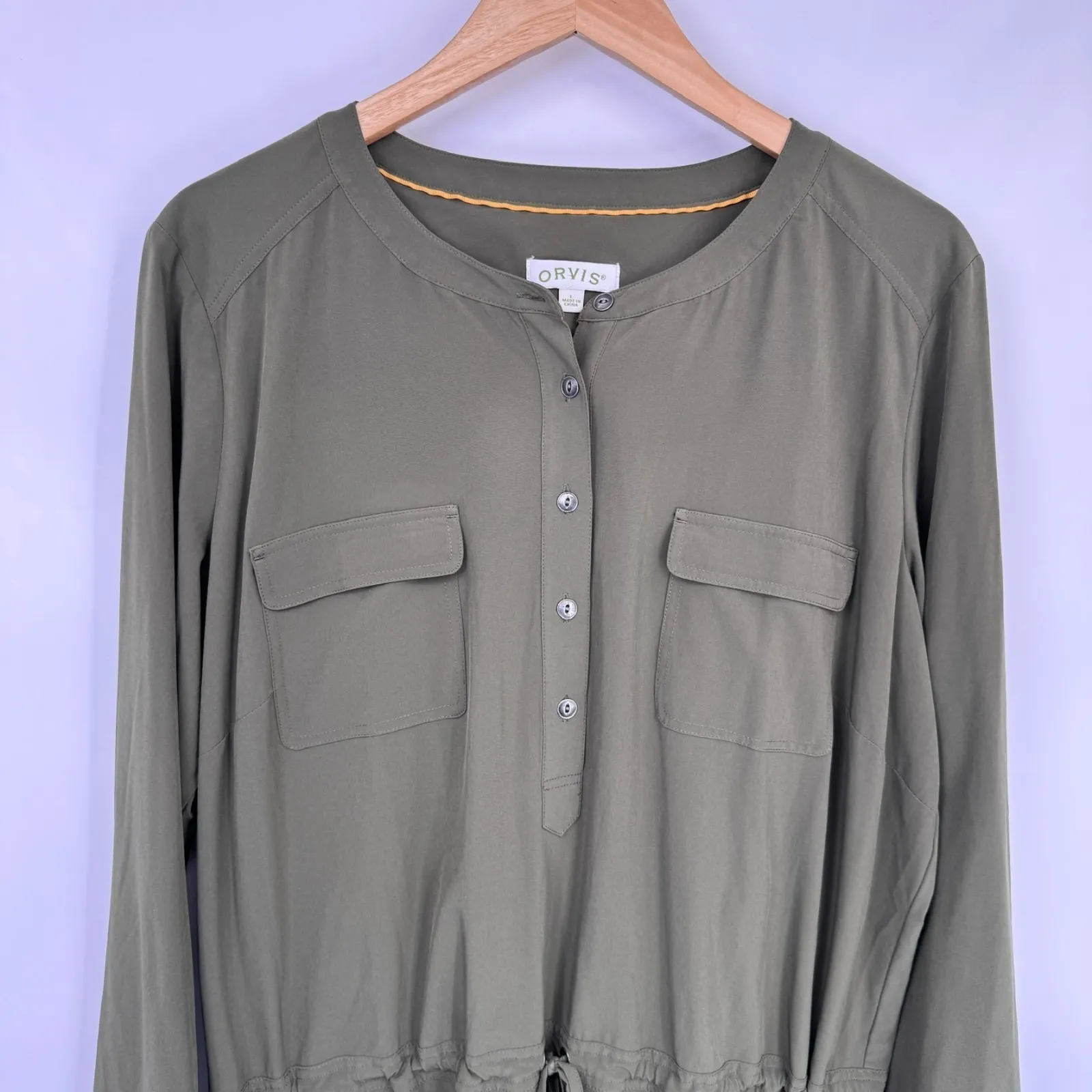 Orvis Performance Hiking Dress Womens L Olive Green Polyester Pockets Drawstring - Image 2