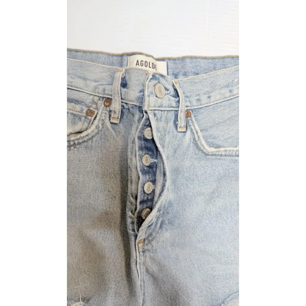 Agolde Parker Vtg Cut Off Denim Shorts Women Sz 24 Blue Rapture High Rise Button - Image 5