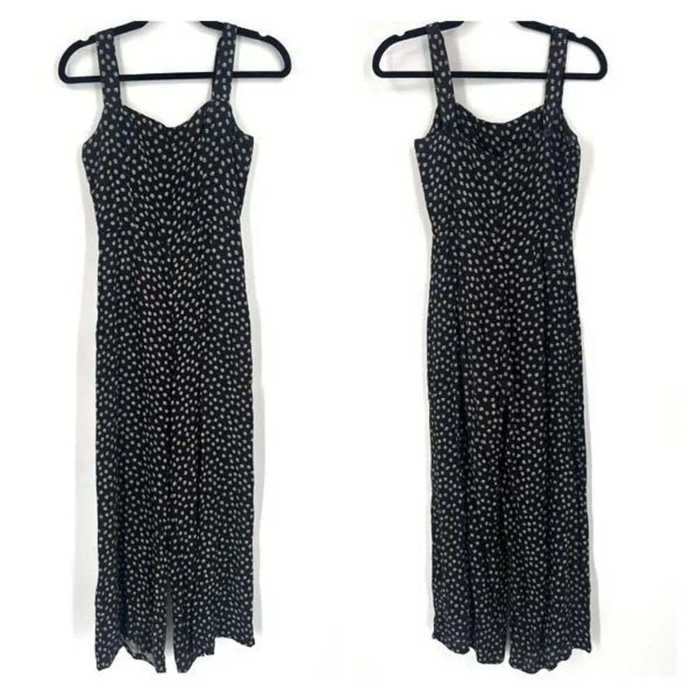 Reformation Ditzy Micro Floral Black‎ Wide Leg Sleeveless Jumpsuit Size XS - Image 2