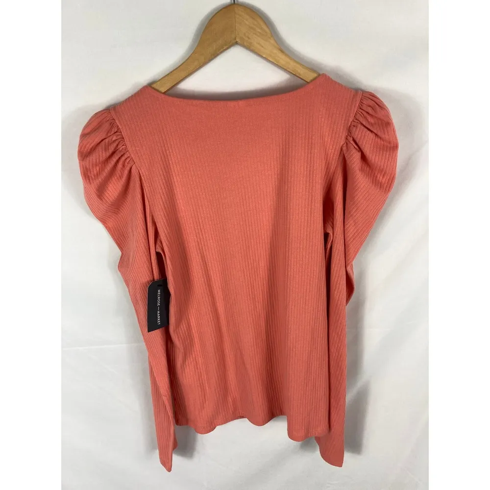 NWT Melrose and Market Coral Puff Sleeve Long Sleeve Top Size Medium - Image 4