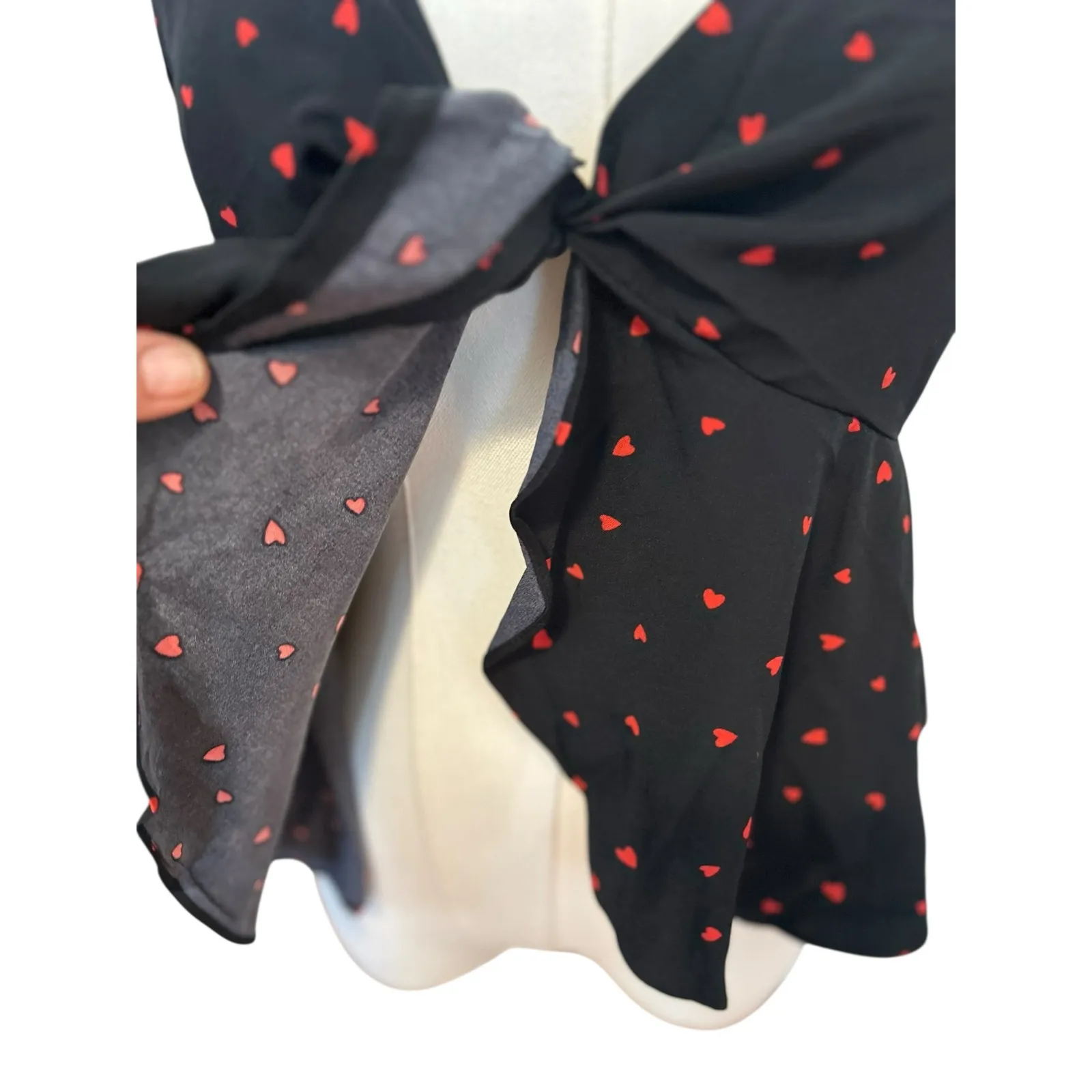 Cami Baby Doll Top Y2K Hearts Cropped Bow Front Halter Valentine SZ SM Shein - Image 6