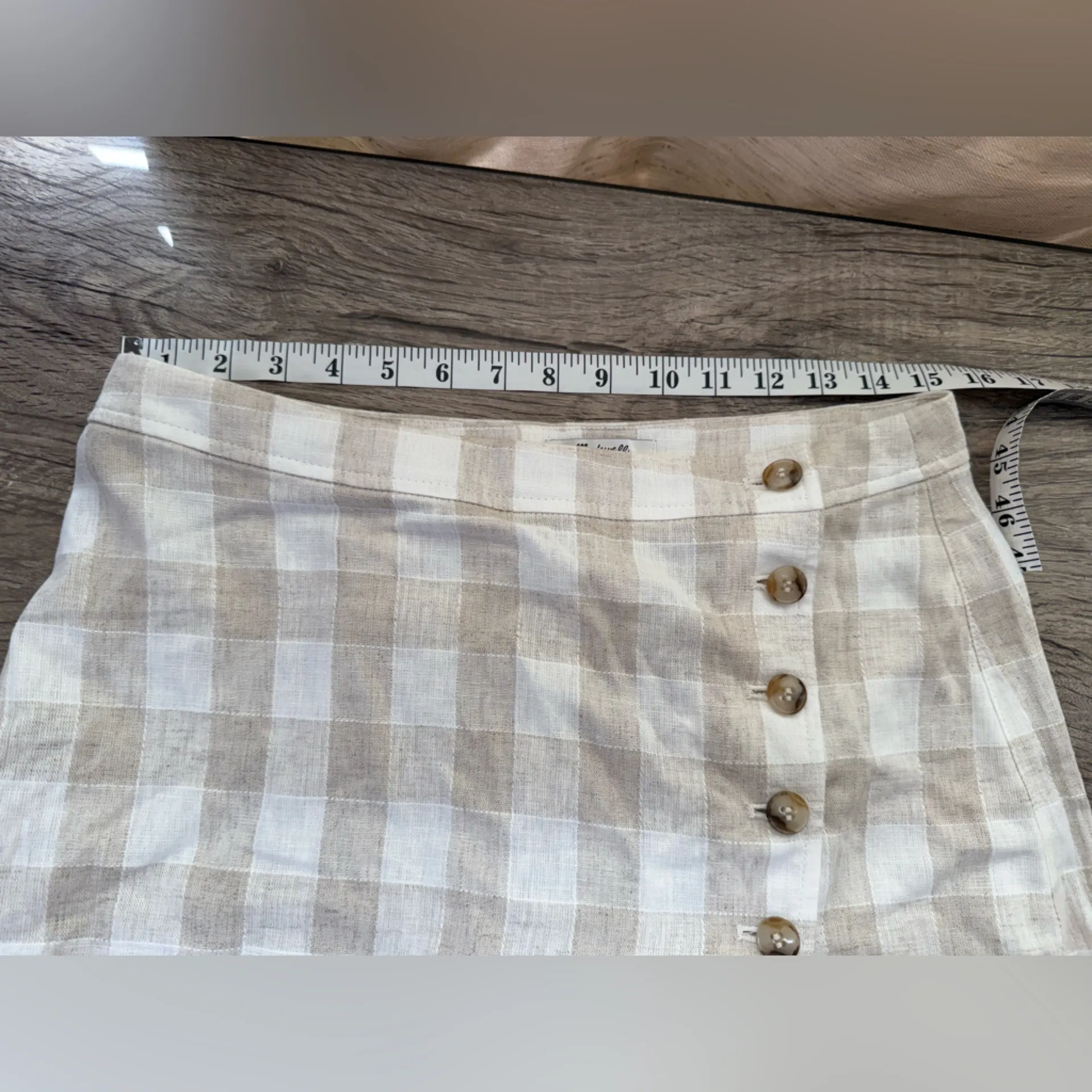 Madewell Linen-Blend Tulip-Hem‎ Mini Skirt Undyed Edition Women’s Size 10 - Image 5