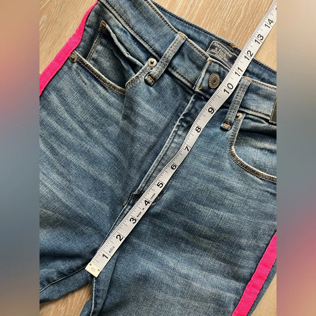 NWT Abercrombie & Fitch Simone High Rise Ankle Jean Hot Pink Stripe Sz 25 - Image 6