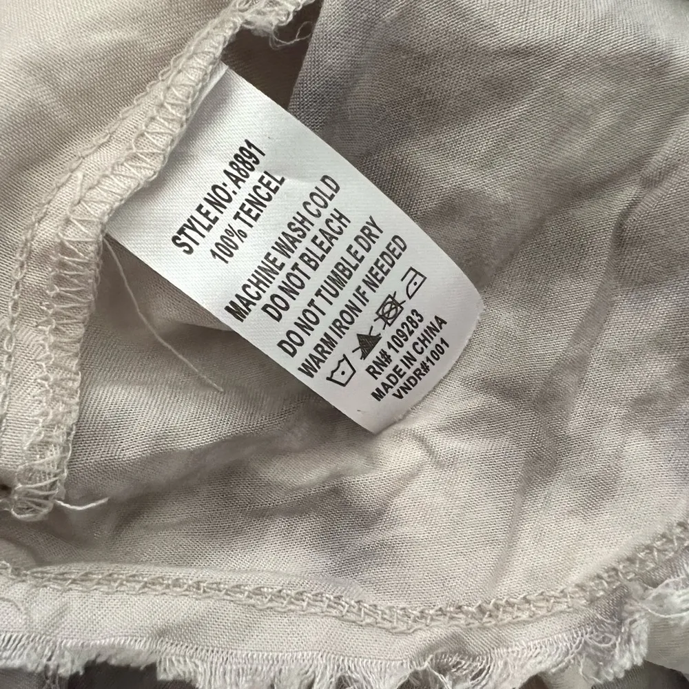 Vintage Havana Tie Dye Distressed Button Down Hi-Lo Crop Tencel Shirt | Medium - Image 6