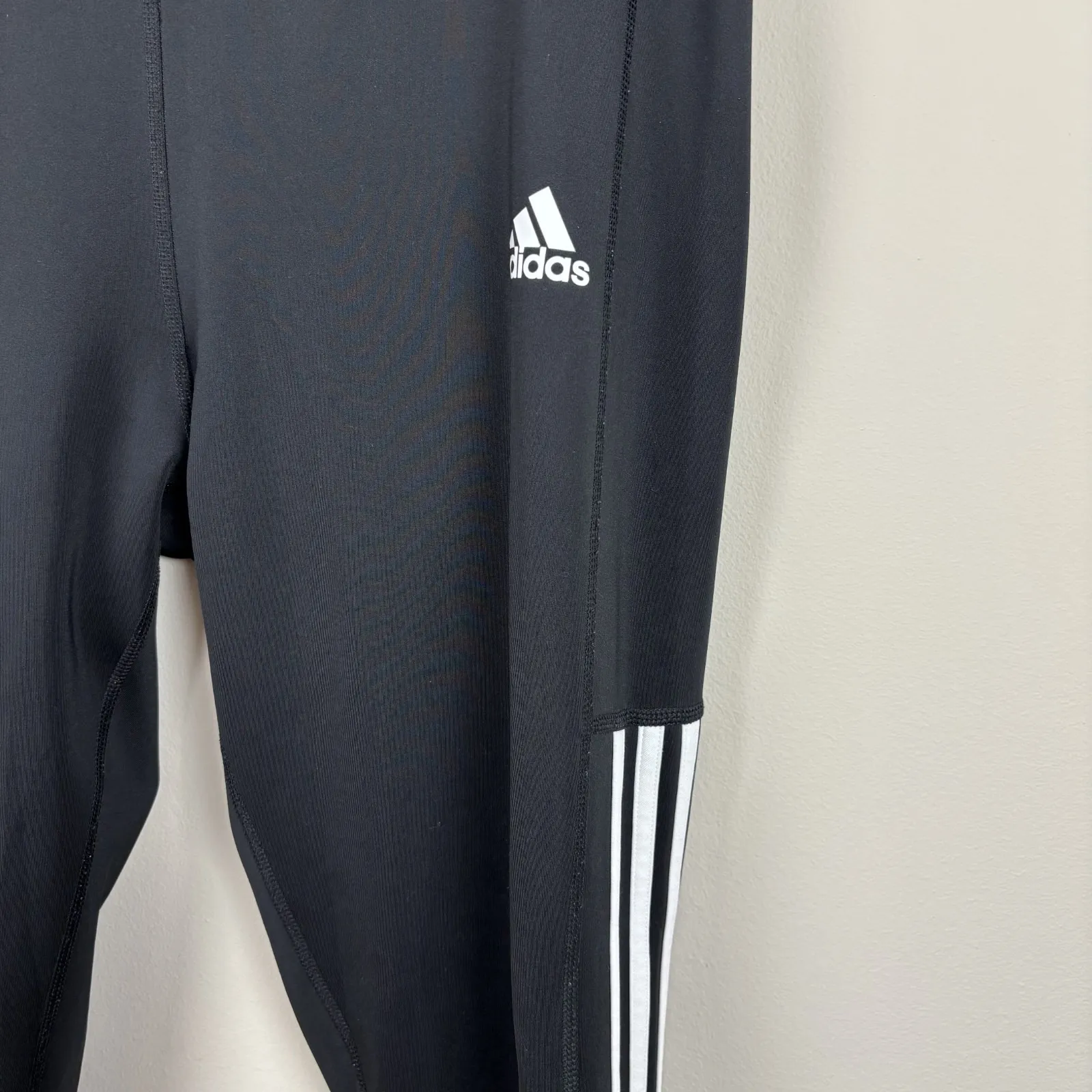 Adidas Aeroready Leggings Womens XL Black High Rise 3 Stripe Athletic Athleisure - Image 3