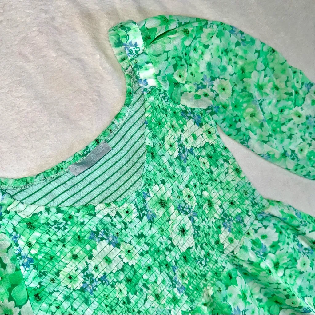 Morley Steve Madden Lucky Green Floral Long Sleeve Dress size Small - Image 4