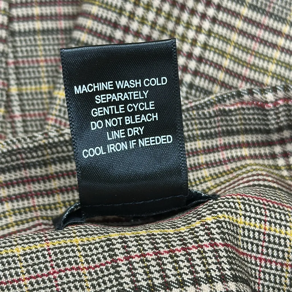 Soho Apparel Ltd Glen Plaid Check Pull On High Waist Pants Faux Pockets Size XL Tan - Image 10