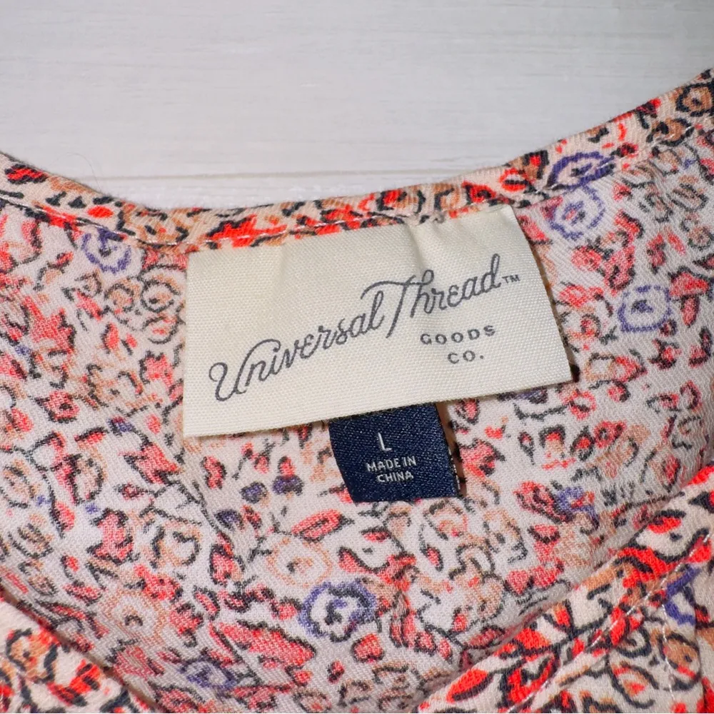 Universal Threads Universal Thread Orange Red Long Sleeve Relaxed Square Neck Blouse Top - Image 4