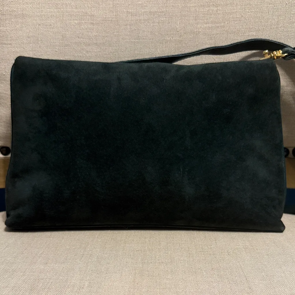Vintage Anne Klein for Oroton Forest Green Suede Crossbody Bag/Clutch - Image 3