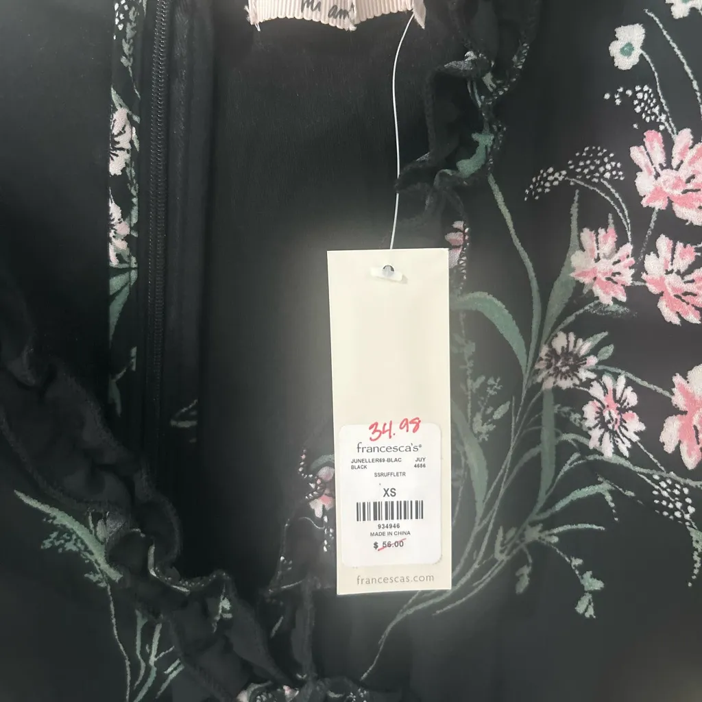 Francesca’s Mi Amor Black Floral Mini Dress Size XS NWT - Image 7