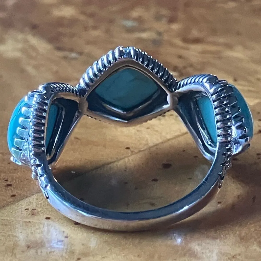 Royston Turquoise Sterling Silver Ring Size 7 Green - Image 5