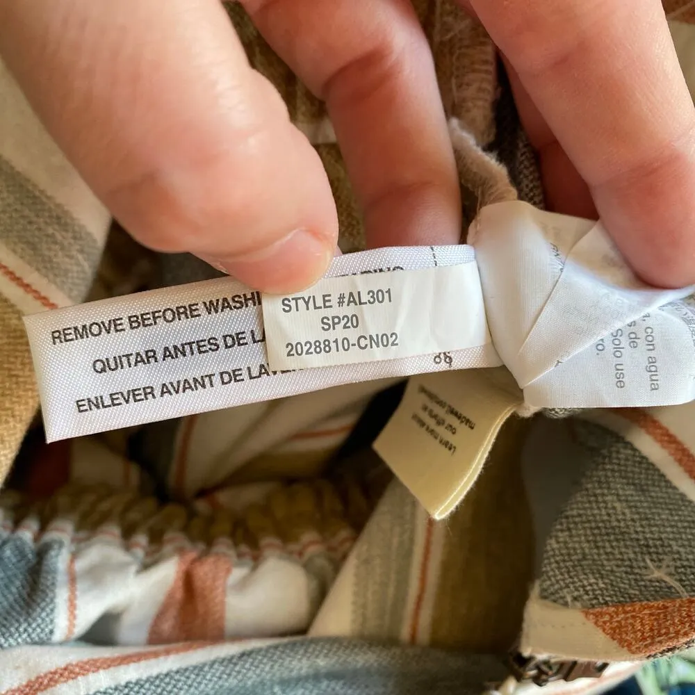 MADEWELL V-Neck Tie-Waist Jumpsuit Cotton Summer Beachy Size 2 Coastal Striped - Image 11