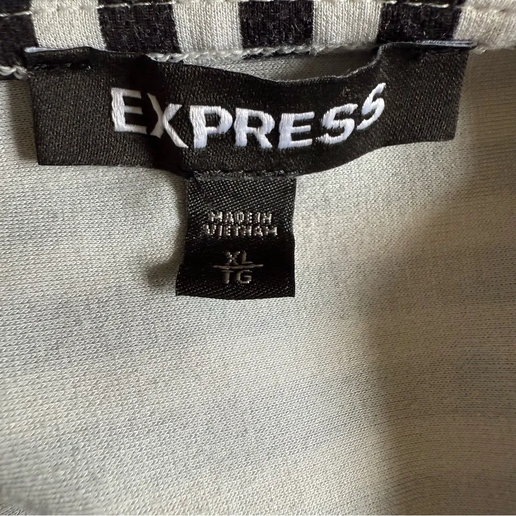 Express Monochrome Striped Wrap Top XL - Image 3
