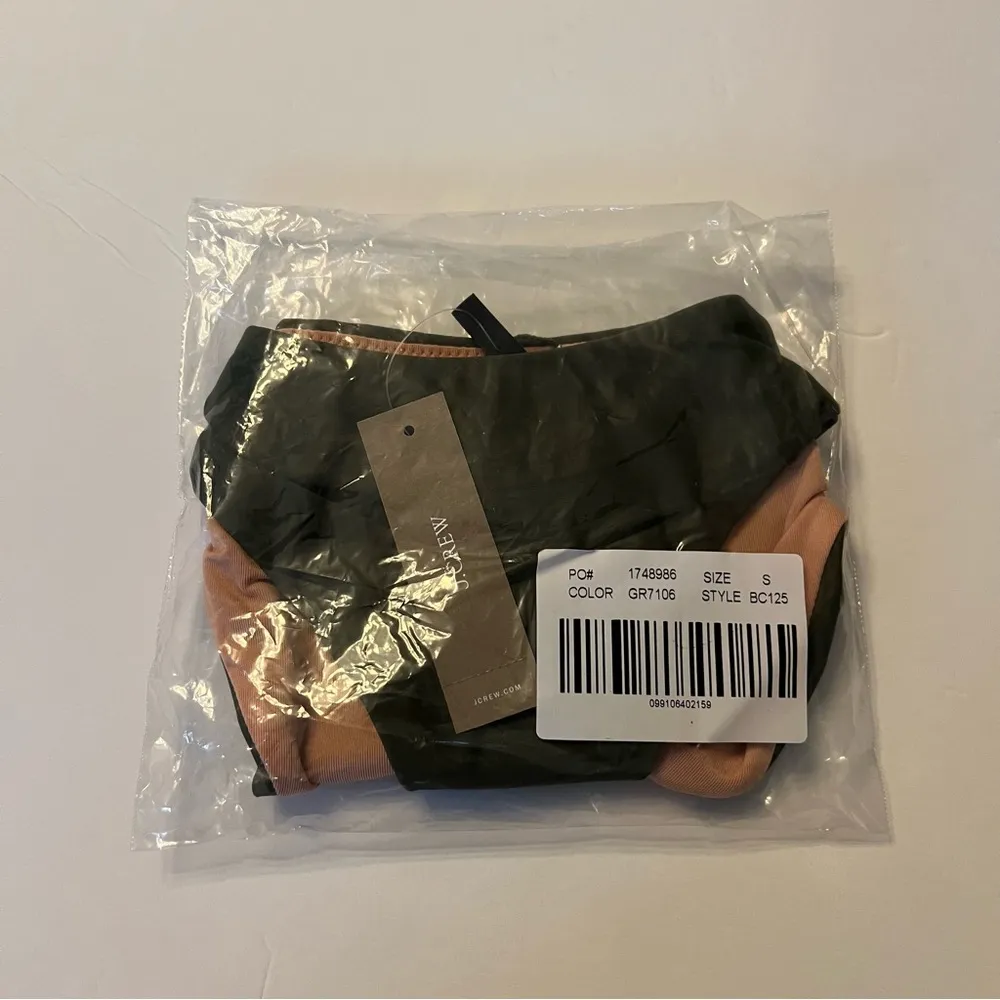 J Crew Curved Waist Cheeky Bikini Bottoms in Safari Green Size S New - Image 8