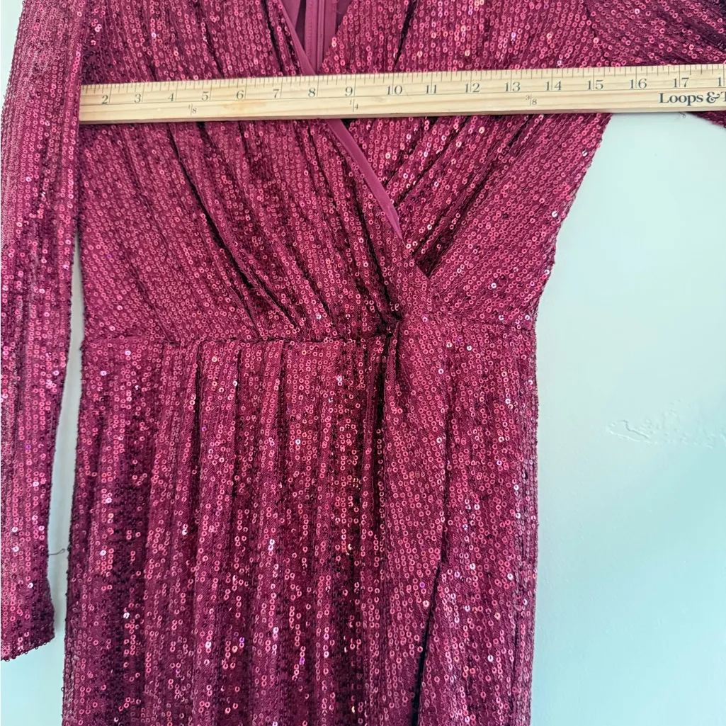 Ivy City Goldie vine Glamorous Long Sleeve Red Sequin Dress size XS - Image 6