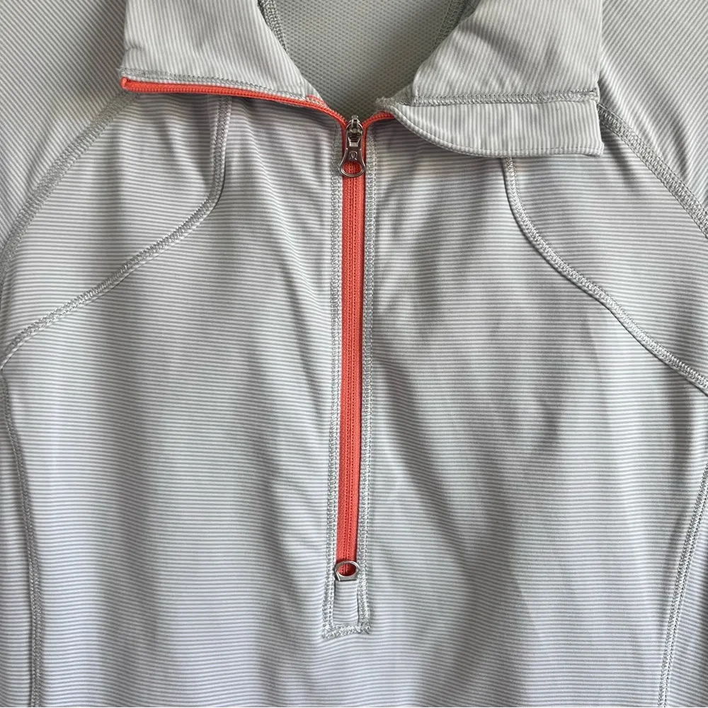 Lululemon Race With Grace 1/2 Zip II Wee Stripe White Silver Spoon - Image 6