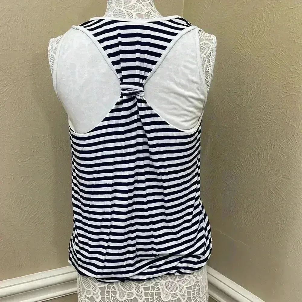 💛 navy and white striped tank top Blue Size L - Image 2