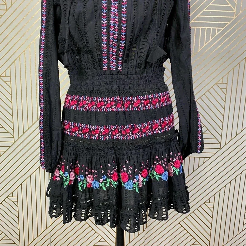 MISA Los Angeles‎ Manuela Dress Black Embroidered - Image 5