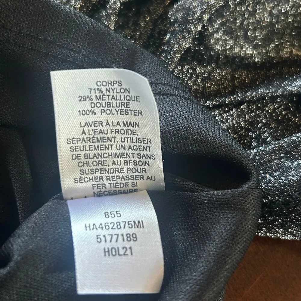 Halogen Dress Womens S Black Sparkly Faux Wrap Drape Long‎ Sleeves Dress NEW - Image 9