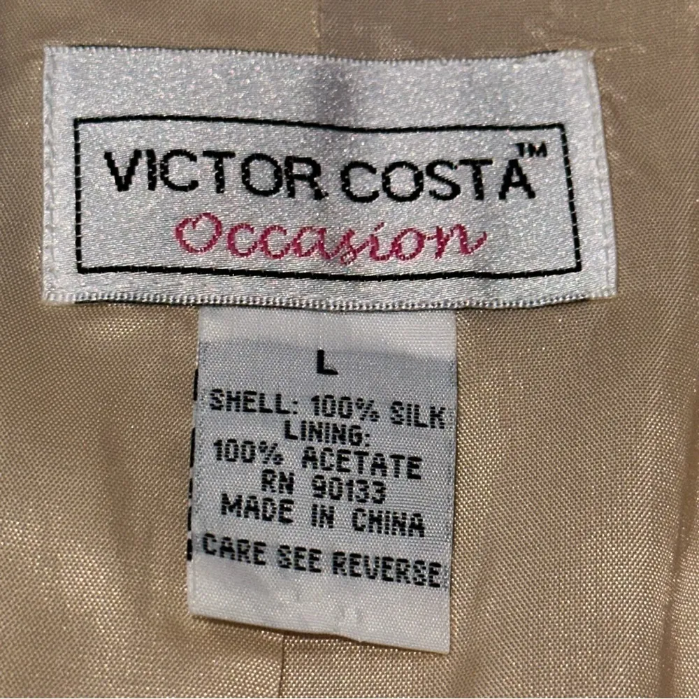 Victor Costa Women’s Size L Gold Silk Black Floral Beaded Dress Blazer Jacket Size L - Image 6