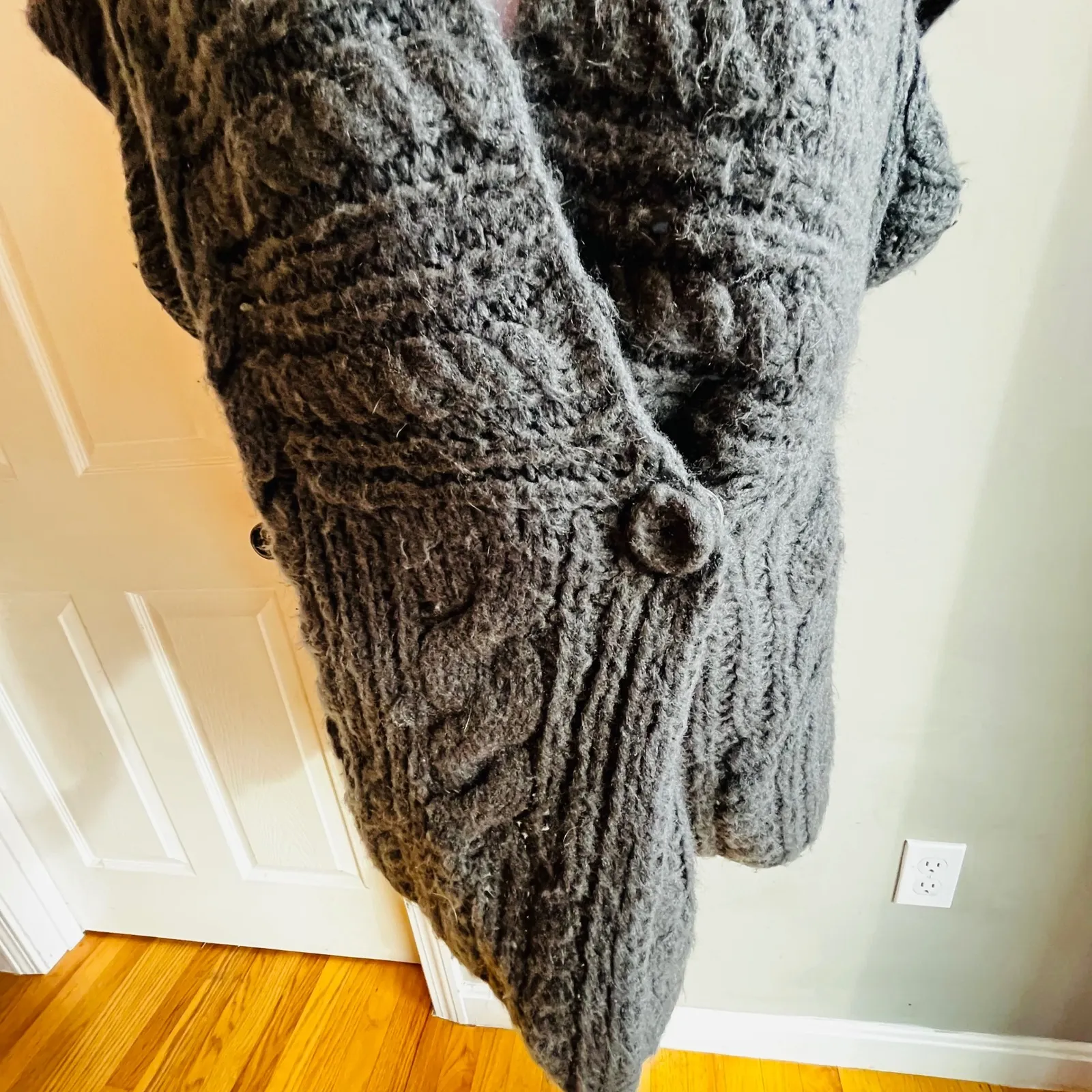 Kikit Women's Cable Knit Sweater Vest Cardigan Grey Size M Shawl CottageCore Gray Size M - Image 2