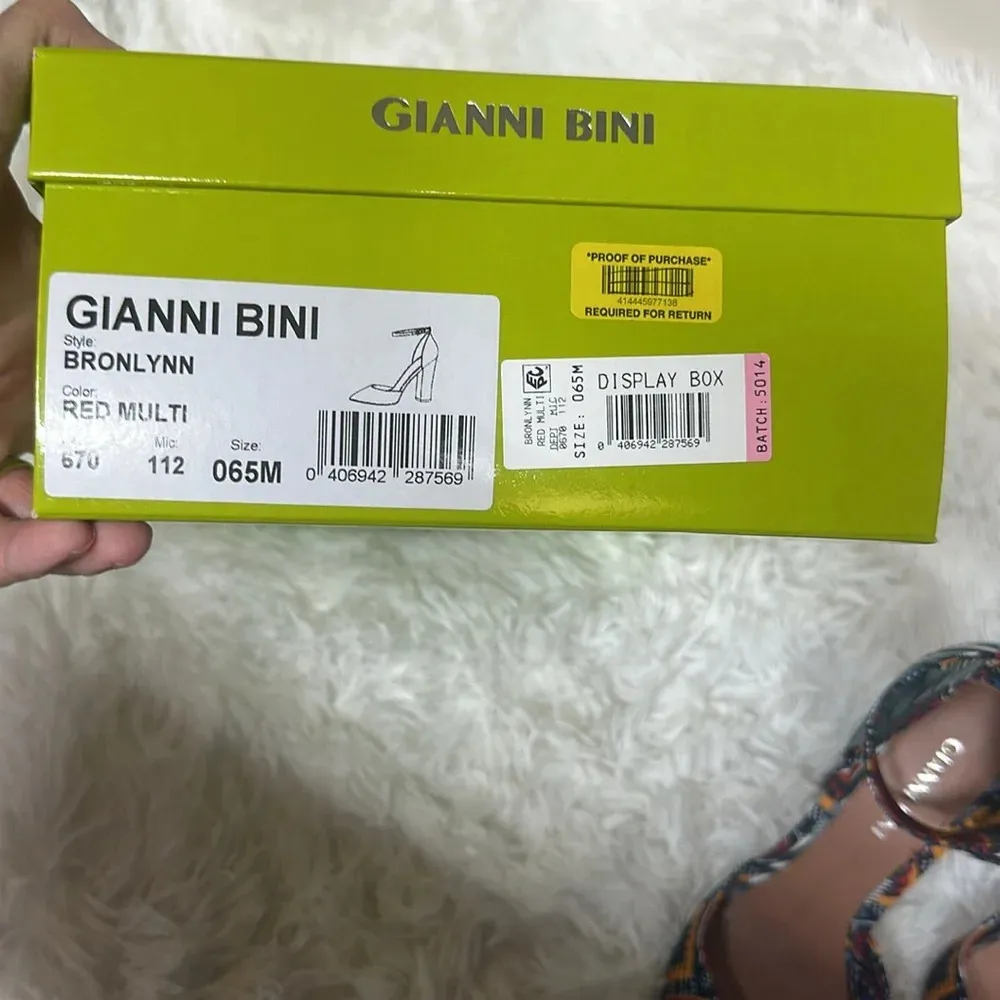 Gianni Bini 6.5 Bronlynn Ankle Strap Chunky Heel Jewel Tones Folk Art Design New - Image 9