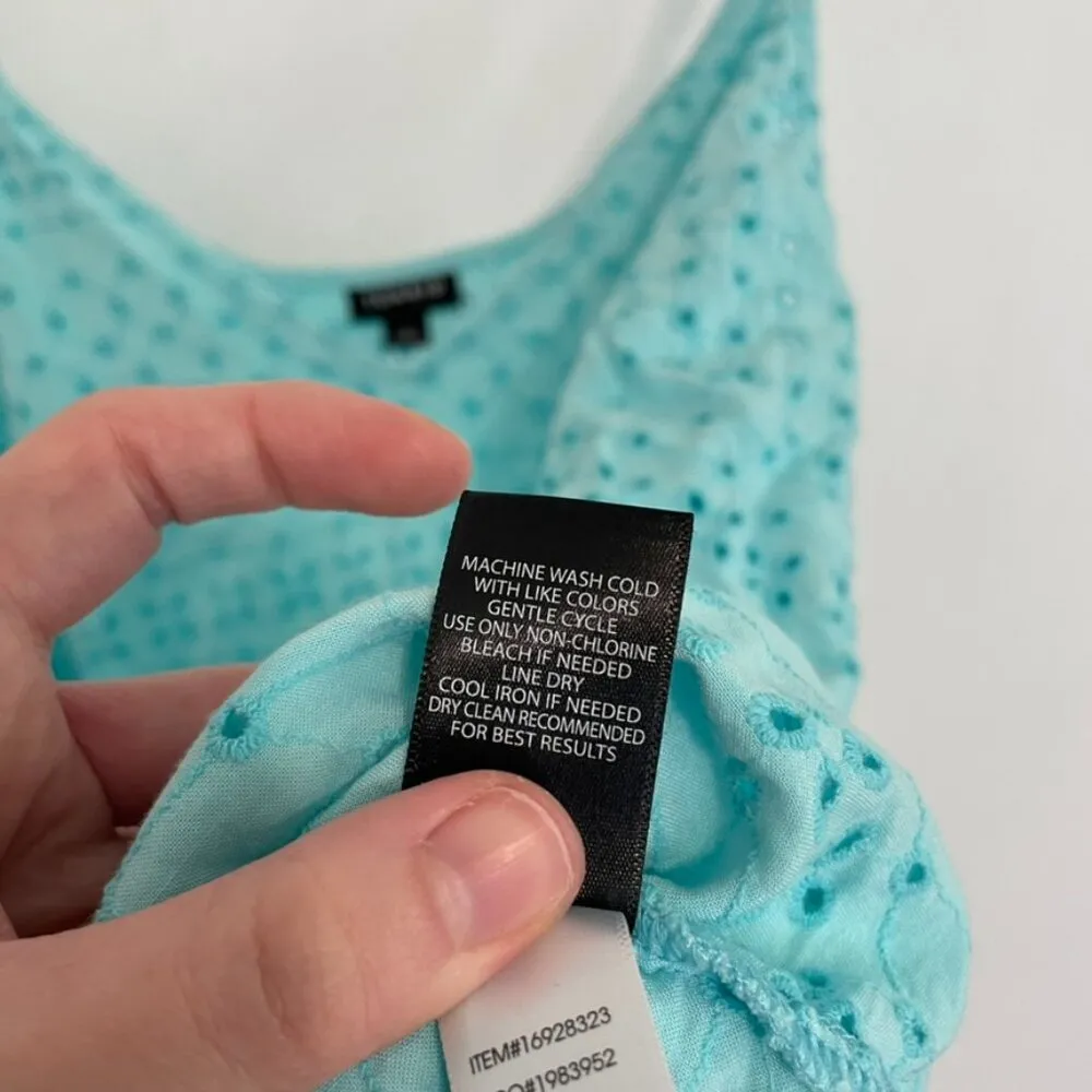 TORRID 2 Plus Size Sophie Eyelet Swing Cami Aqua Blue Sleeveless Tank Blouse 2X - Image 11