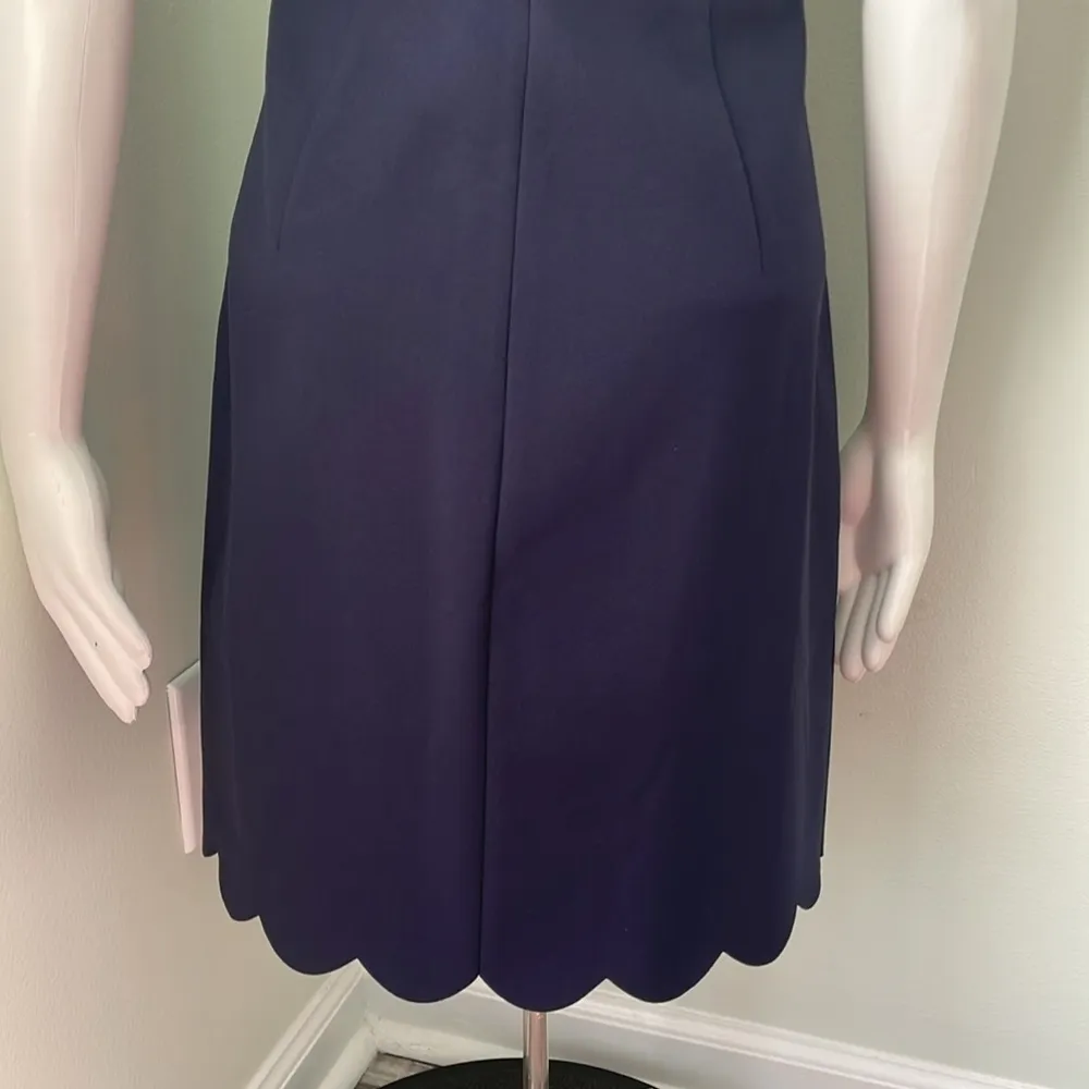 J. Crew Classic Scalloped Neck and Hemline Navy Sheath Dress - Size 4P NEW - Image 5