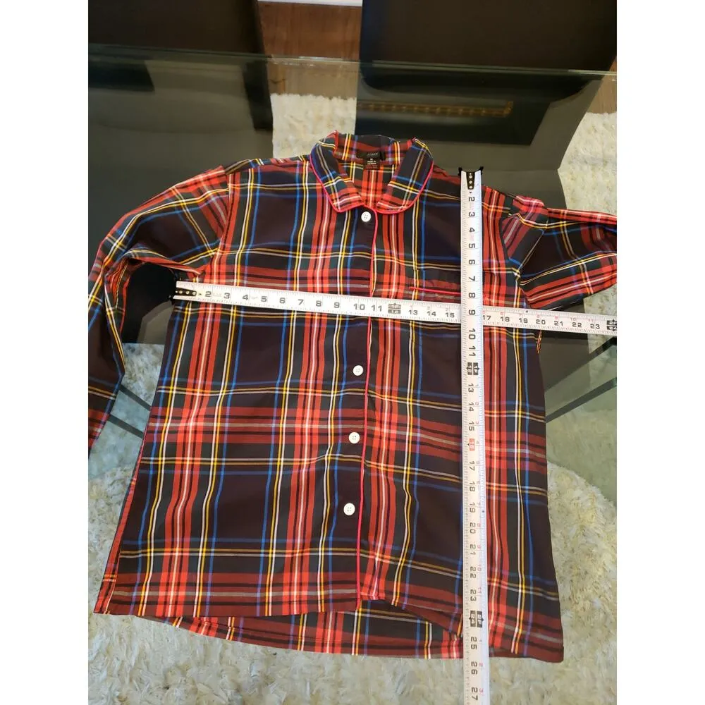 J. Crew 2 Piece Shirt & Pants Womens Size M Blue Red Ribbed Long Sleeve Pullover - Image 7