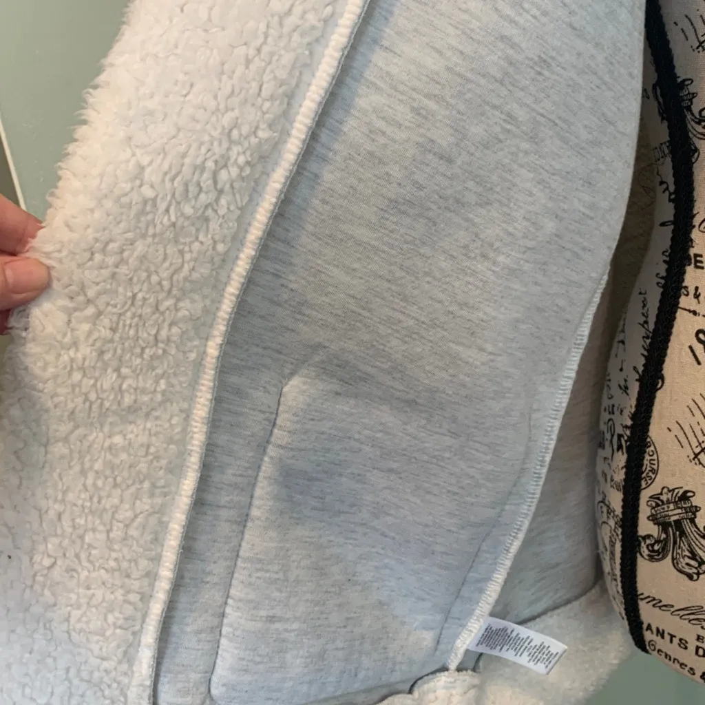 LOFT Cream / Winter White Teddy Fleece Jacket Cardigan Sweater Women’s Small - Image 3