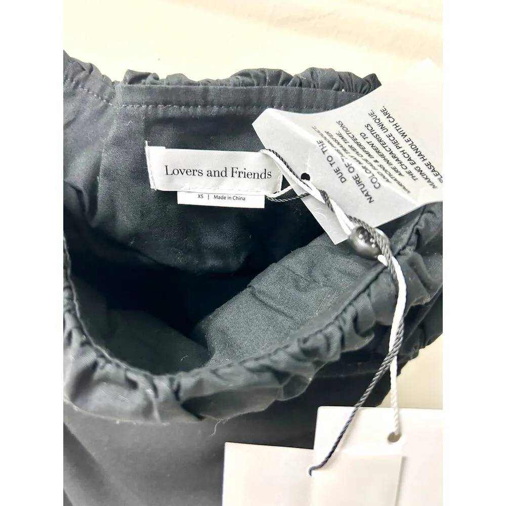 NWT Lovers + Friends Mac Cotton Blend Strapless Pleated Tube Top Black Womens XS - Image 3