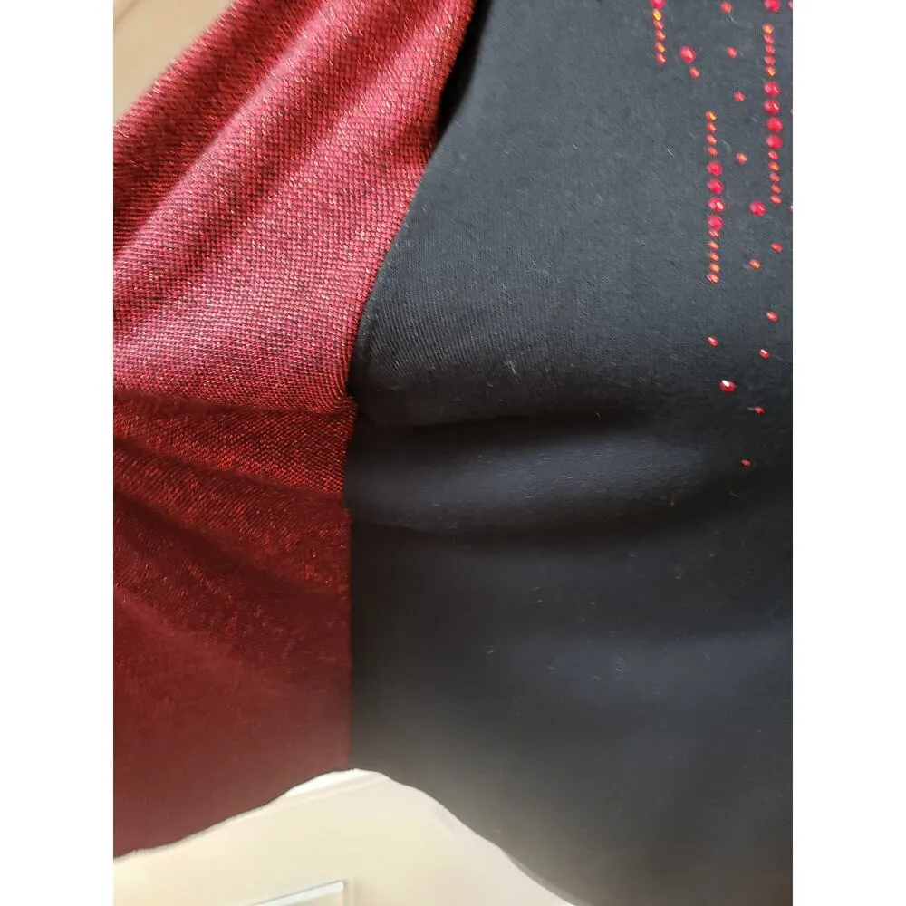 ALFRED DUNNER Cardigan Sweater Womens Large Black & Red Long Sleeve Round Neck - Image 13