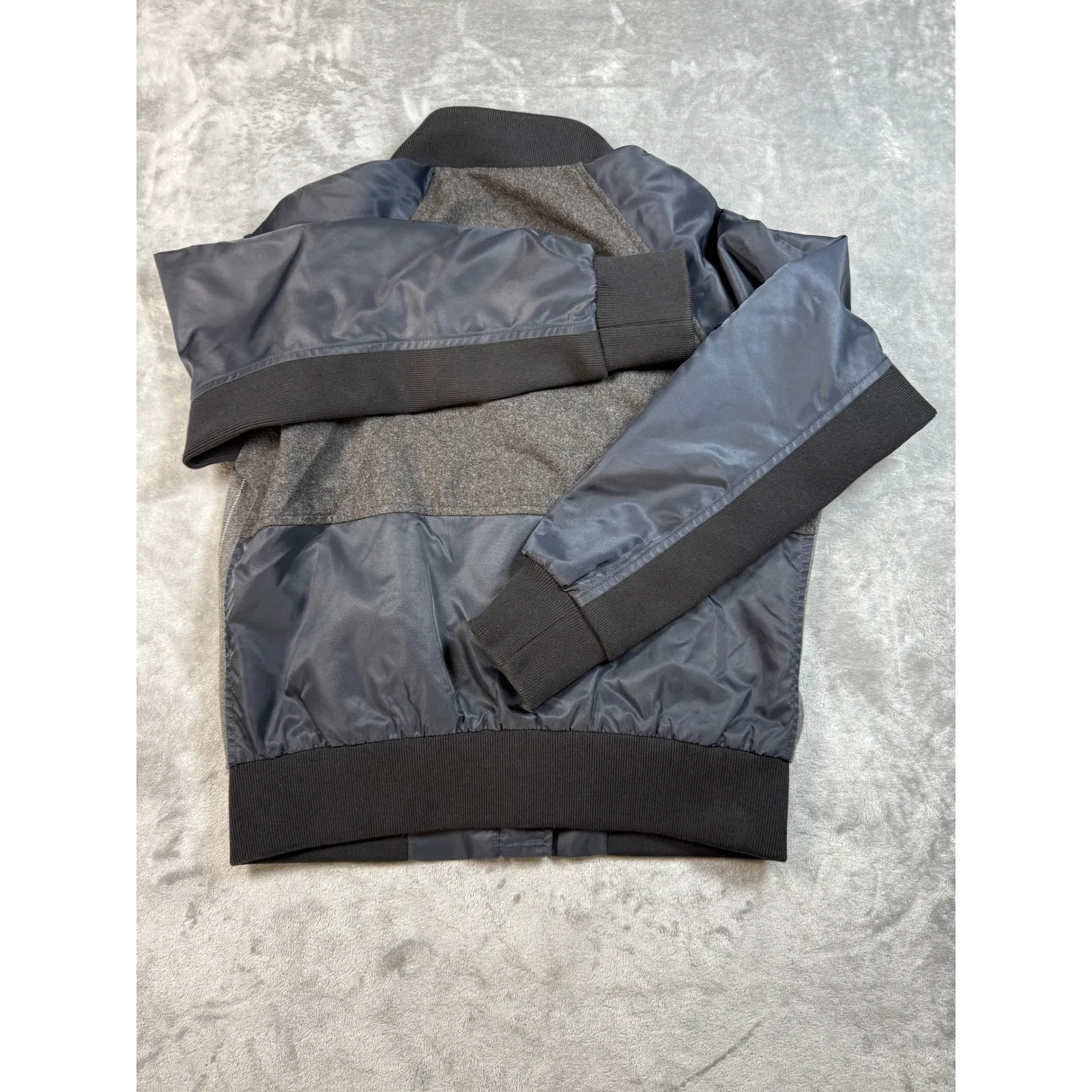 J.Crew  Womens Bomber Jacket Small Gray Pinstripe Wool Blend Full Zip - Image 11