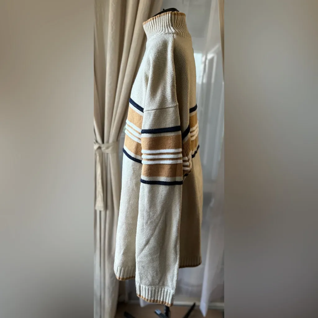 Southpole Vintage Mock Neck Striped Long Sleeve Sweater Tan Size XXL - Image 3