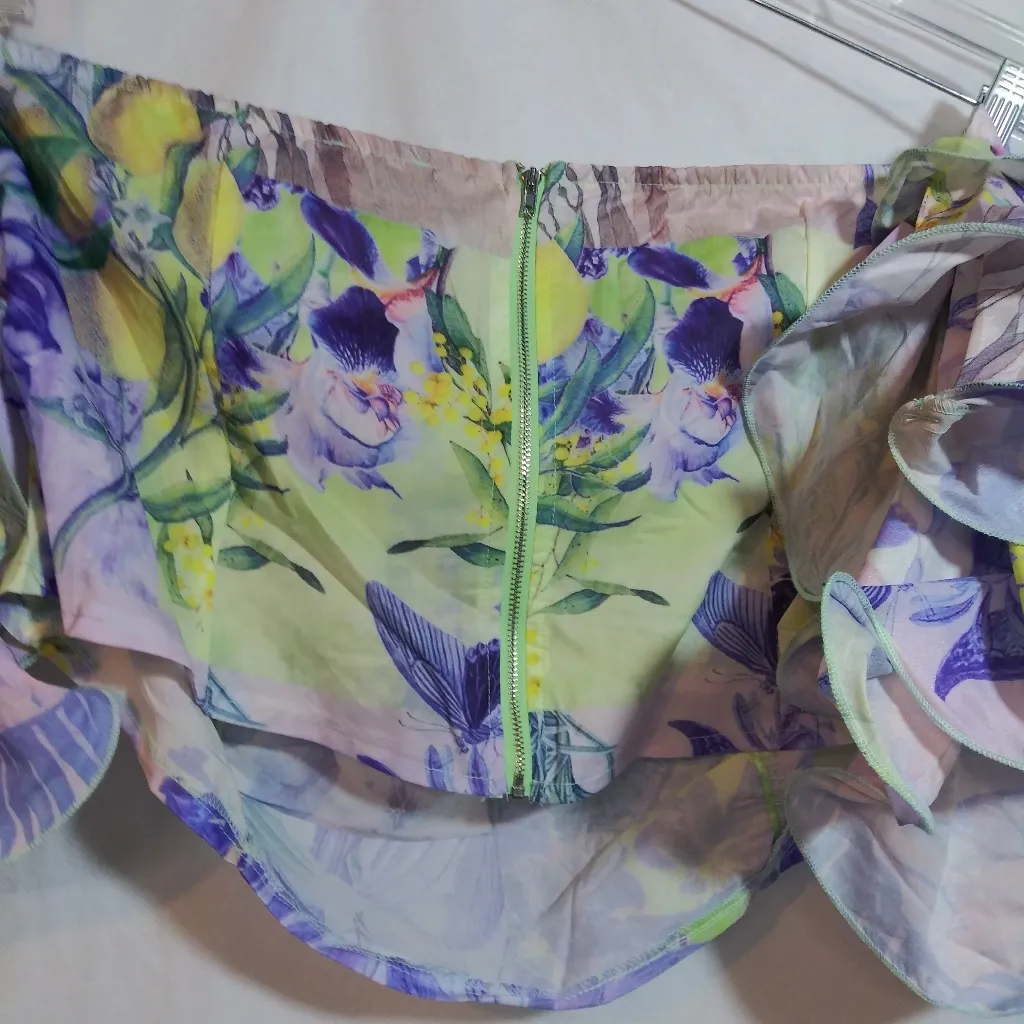 PrettyLittleThing Plus Floral Ruffle Puff Sleeve Bardot Crop Vacation Size 18 - Image 10