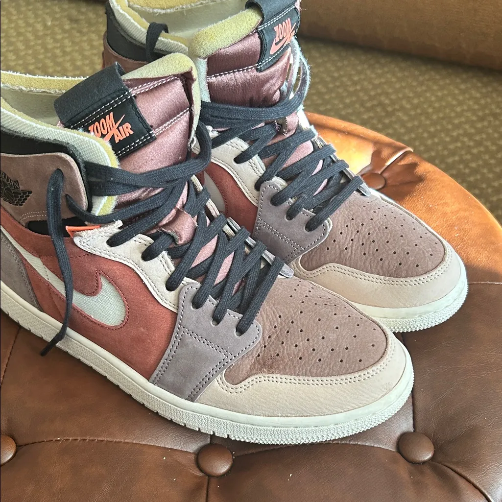AIR JORDAN 1 ZOOM TO DROP IN PINK "RUST" COLORWAY WOMENS SNEAKERS Brown Size 9.5 - Image 11