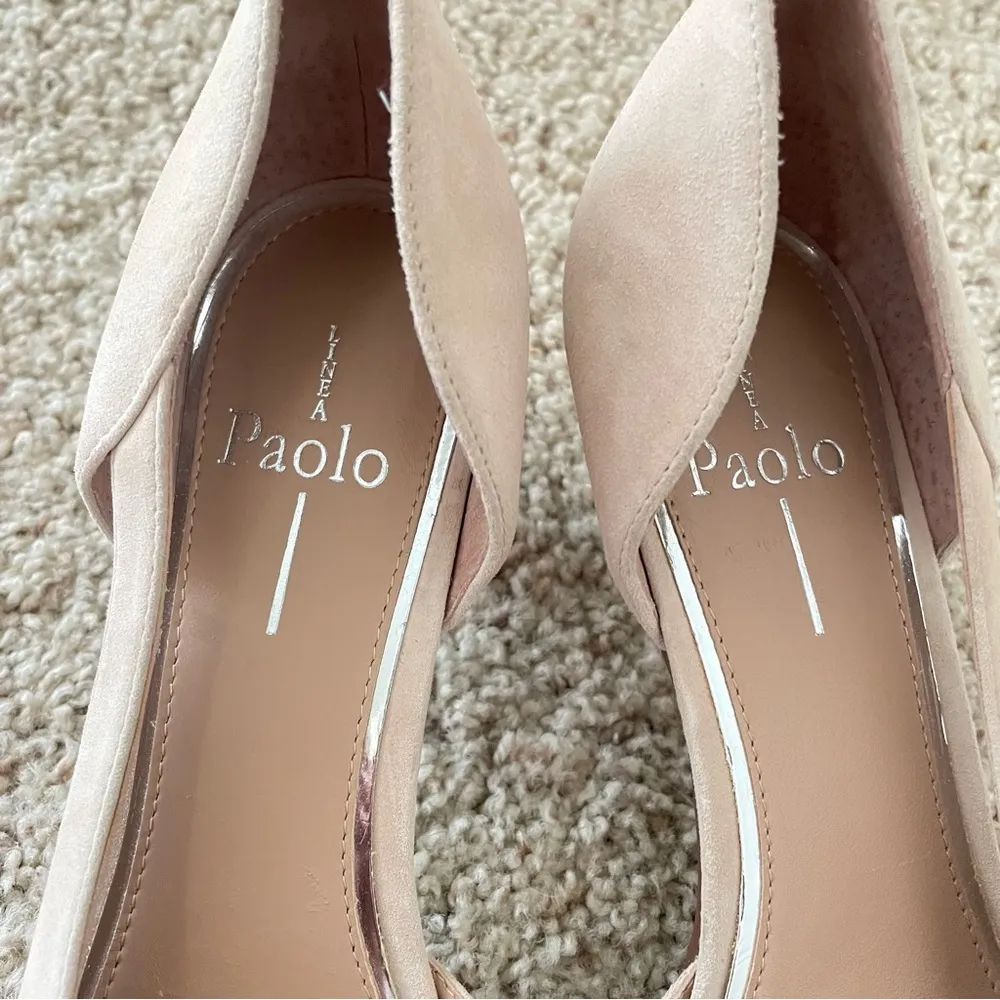 Linea Paolo D’Orsay Pointed Toe Heeled Pumps in Nude Beige Size 9M Tan - Image 3