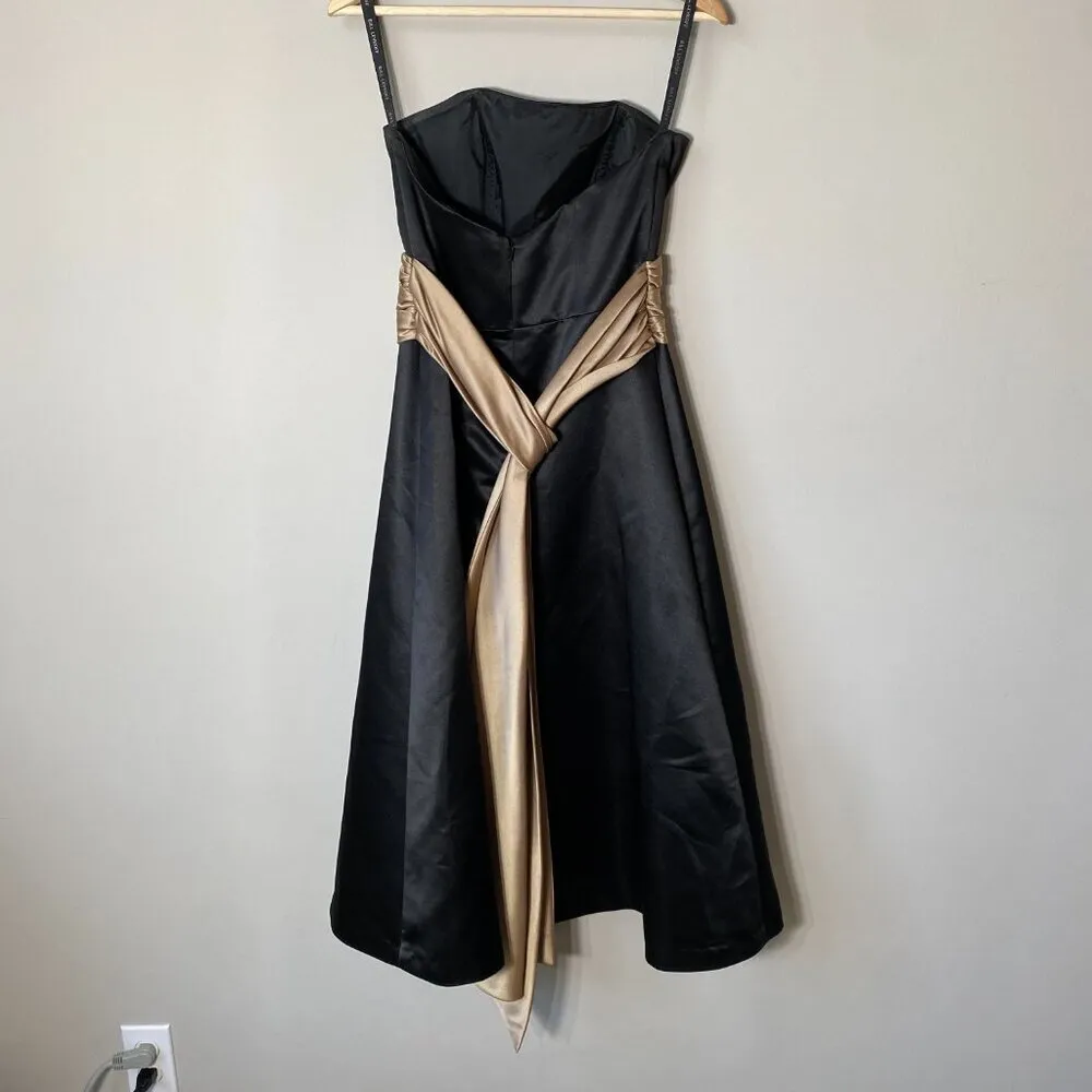 Bill Levkoff Women's Sz 6 Strapless Belted Sash Evening Formal Midi Dress Black - Image 8