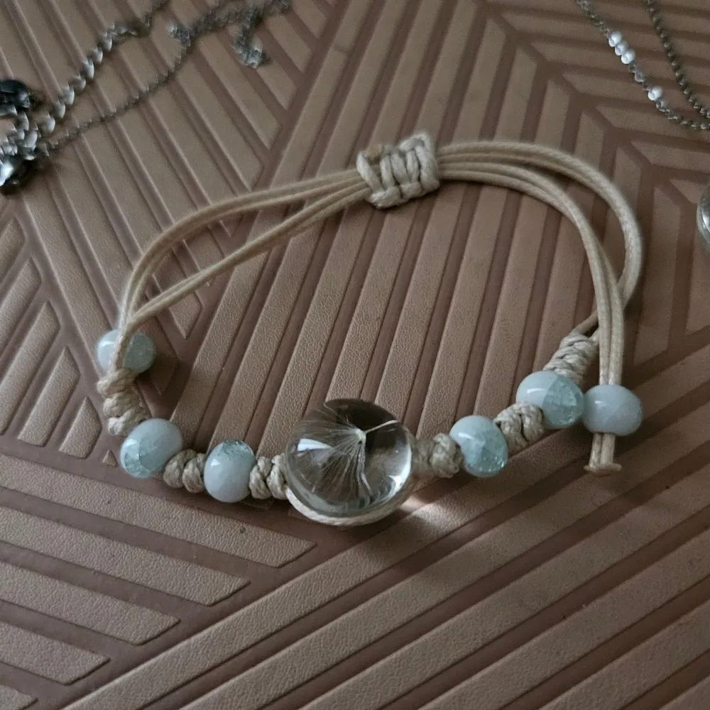 Dandelion Seed Jewelry Set Necklace Bracelet Earrings Neutral Casual Silver - Image 8