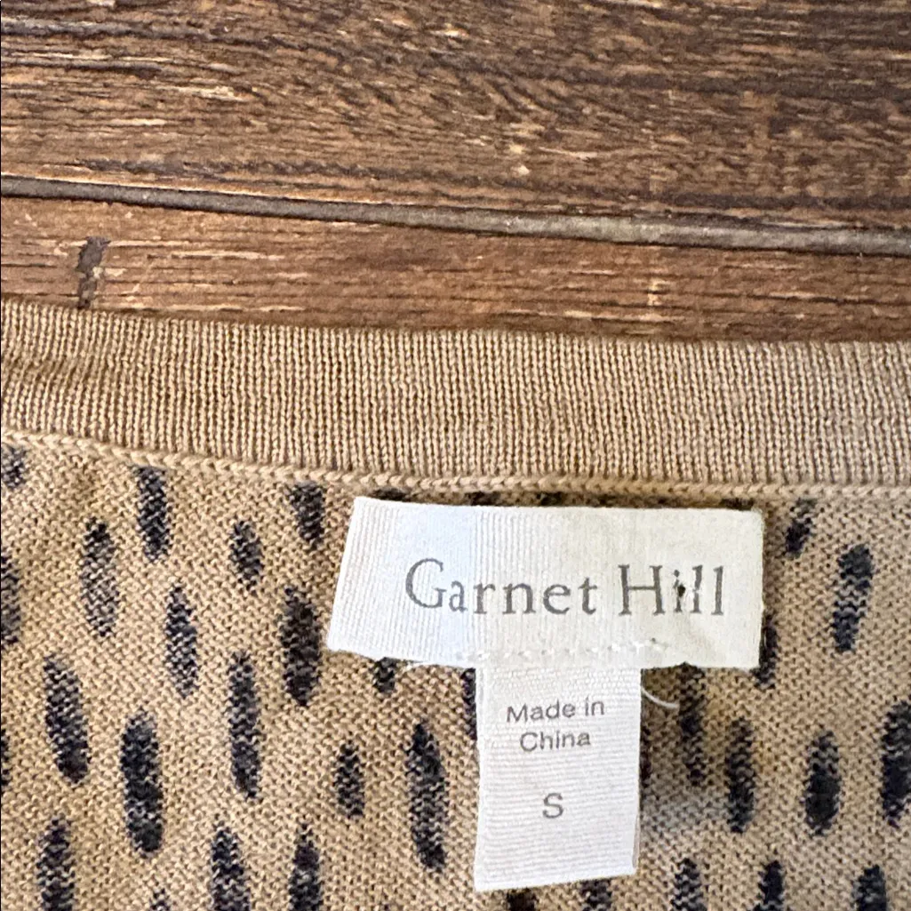 Garnet Hill Signature Eco Merino Wool Cardigan Size Small S Leopard Animal Print - Image 4
