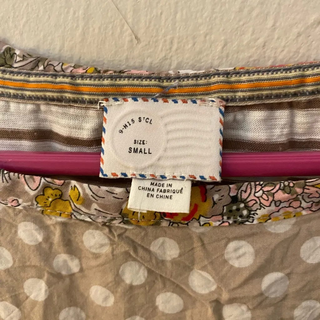 Women’s Anthropologie Postmark 3/4 Sleeved Top Stripes/Polka Dots Whimsical boho - Image 2