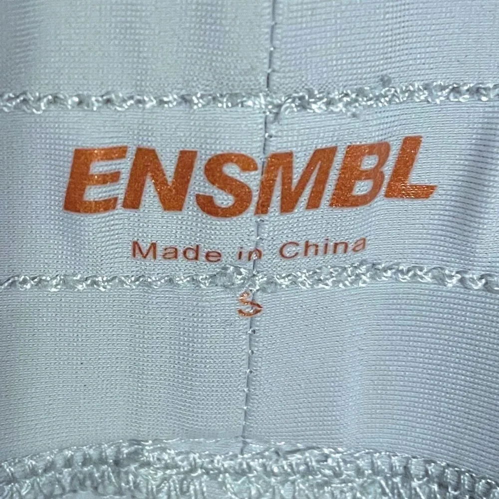 ENSMBL Align Curve Hem Legging Gray Peach White Stripe Size Small - Image 6