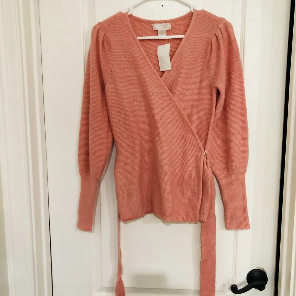 Rachel Parcell Womens Wrap‎ Cardigan Sweater Puff Sleeve Removable Belt Size XS - Image 3