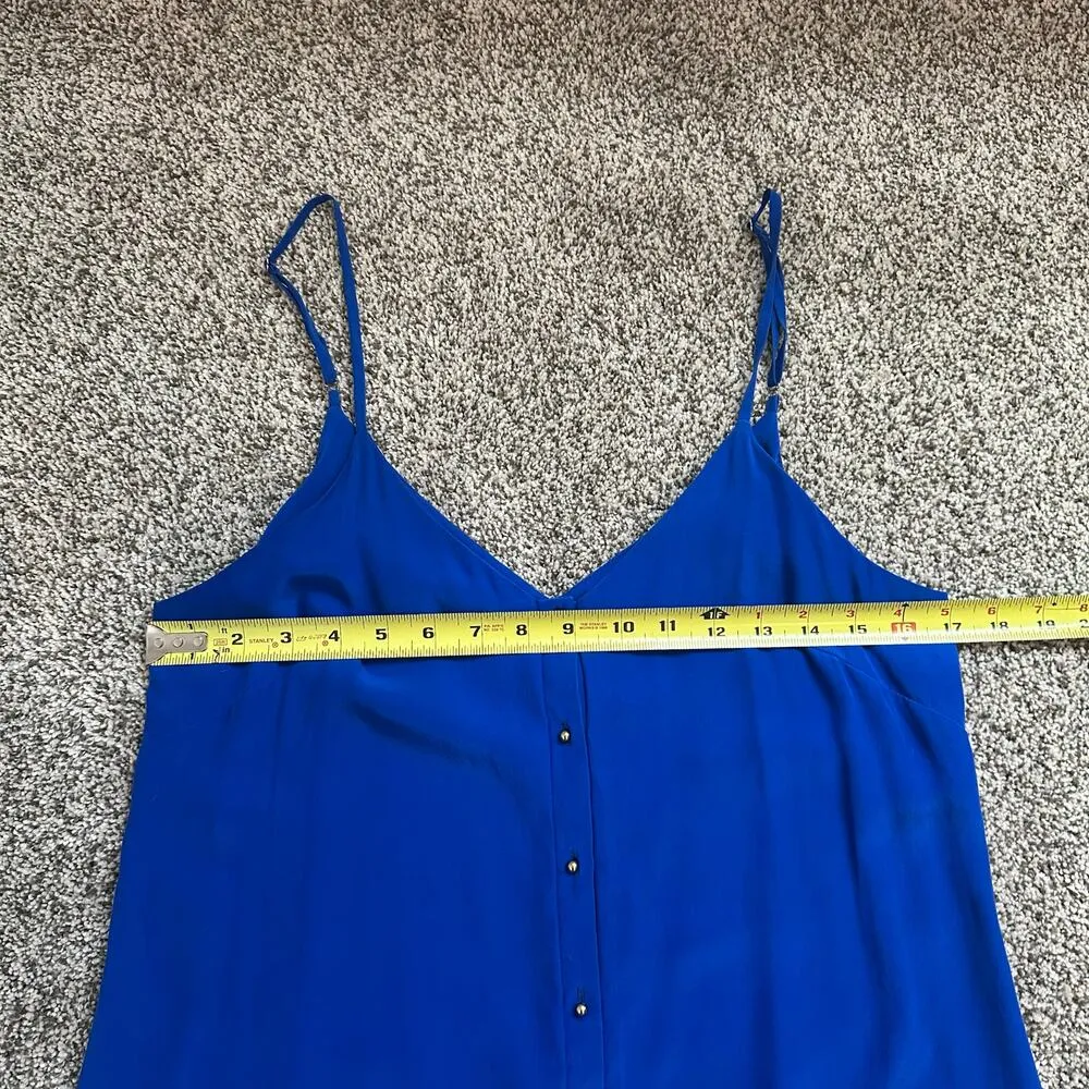 Amanda Uprichard  cobalt blue button front sleeveless silk mini dress size M - Image 10