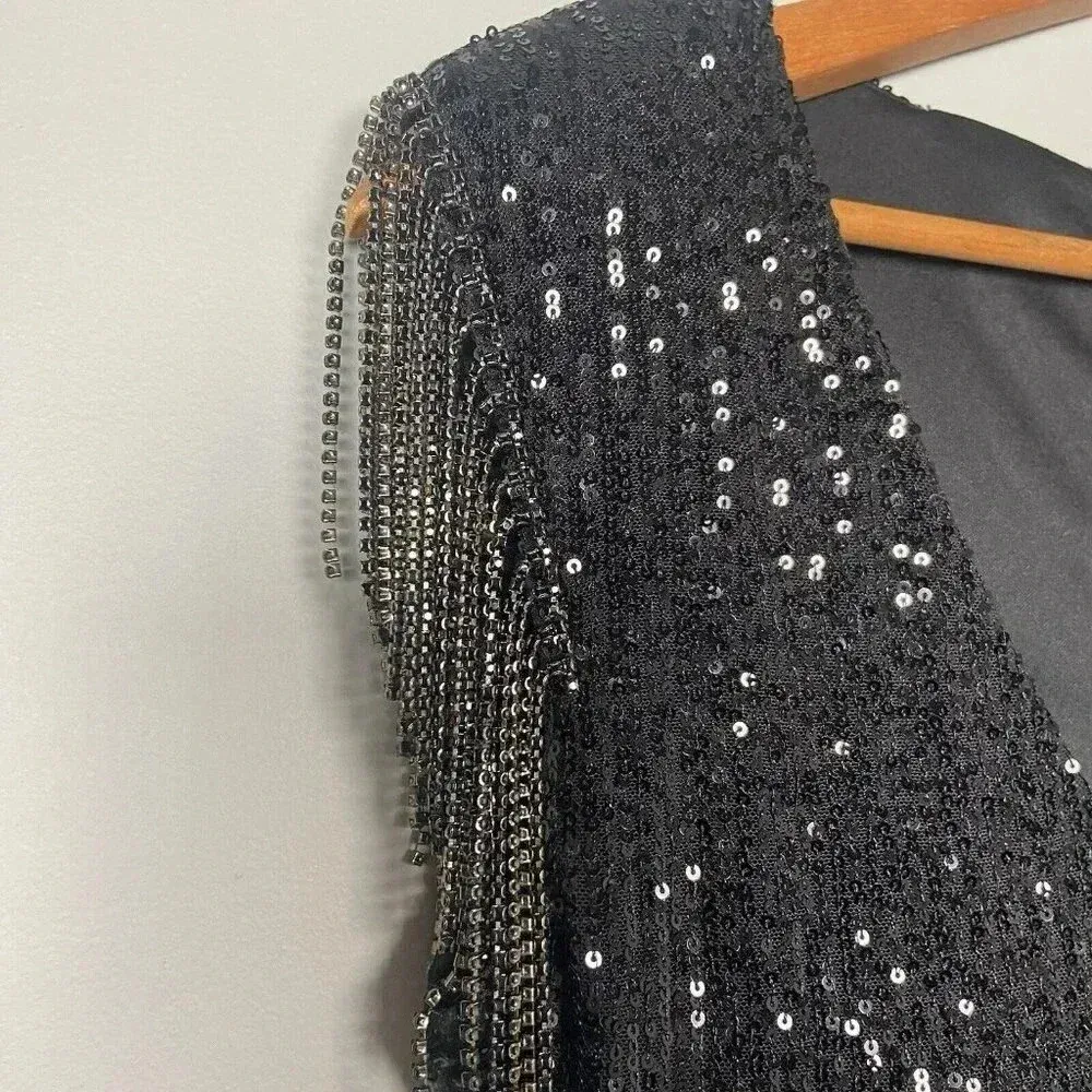 Betsey Johnson Sequin Black Mini Dress Size‎ M Cocktail Party Holiday Date Night - Image 3
