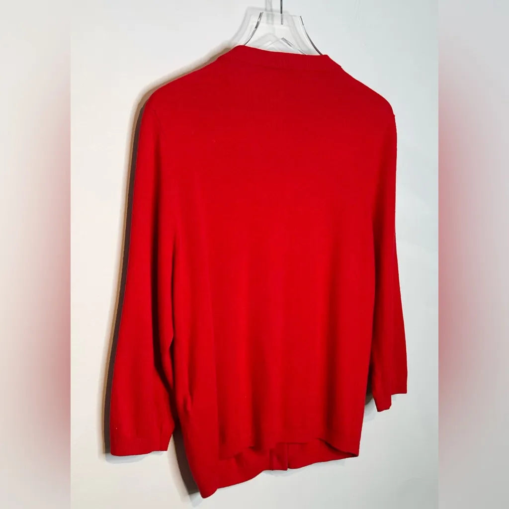 Kate Spade Caroline Vibrant Red Rhinestone Trim Wool Blend Cardigan Sweater Top - Image 6